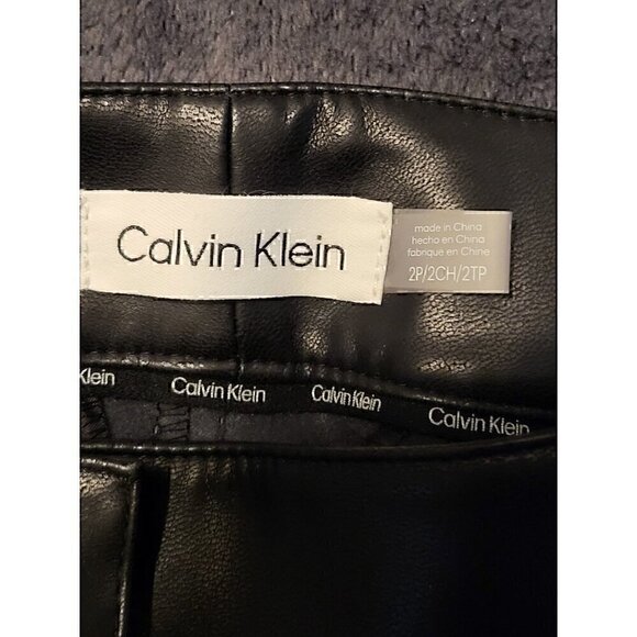 Calvin Klein Women's Slim-Leg Faux Leather Pants Sz 2P NWT - Picture 3 of 5